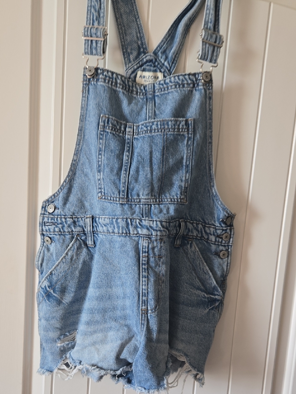 Arizona Jean Company Light Blue Denim Overall Shorts